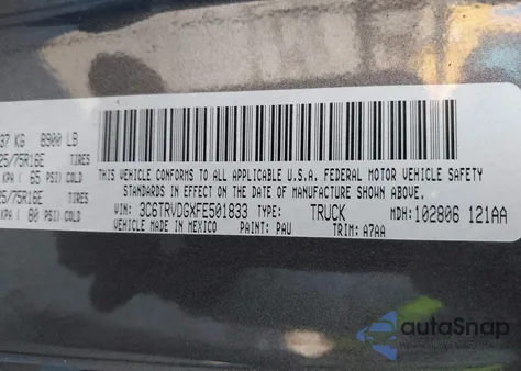 2015 Ram Promaster 2500 High Roof from USA, damaged, VIN 3C6TRVDGXFE501833